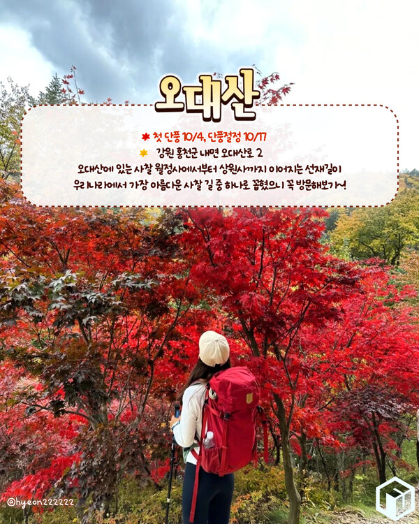 가을 단풍 명산 추천 TOP9 (+ 2024 단풍 예상 시기)